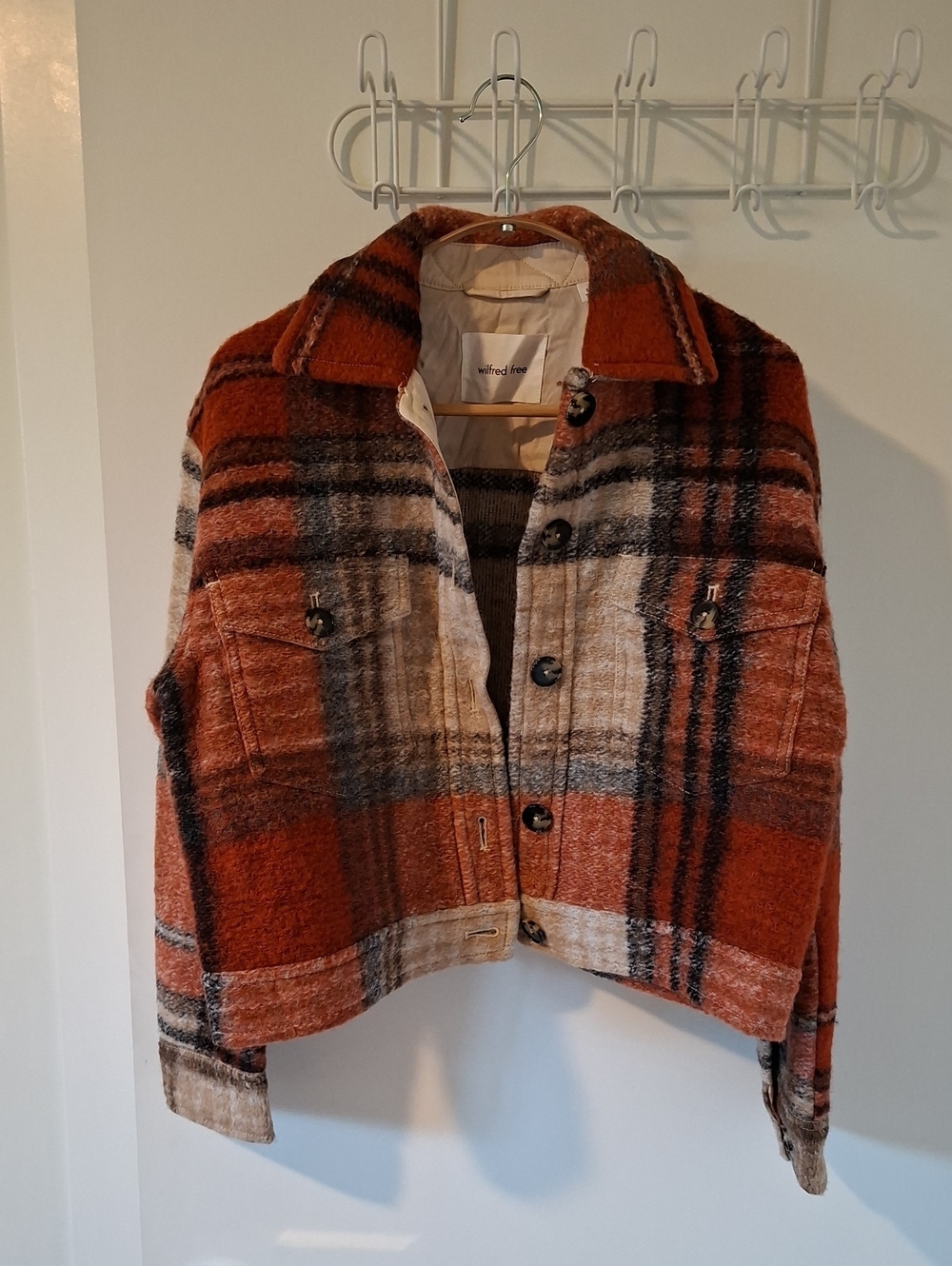 NWOT Wilfred Orange & Brown Autumnal Wool-rich Cropped Jacket/Shacket (Size XS)
